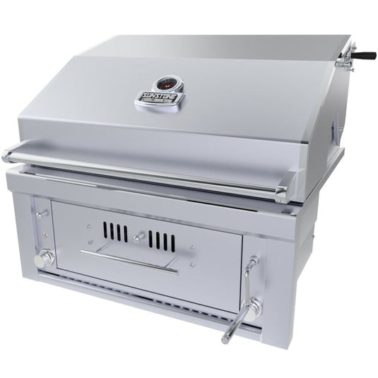 Sunstone 30” Gas Burners Hybrid Single Zone Charcoal/Wood Burning w/Infra-Red Burner Grill SUNCHSZ30