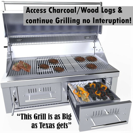 Sunstone 42" Gas Hybrid Dual Zone Charcoal/Wood Burning Grill EMCHDZ42