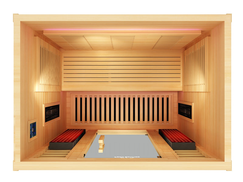 Load image into Gallery viewer, Peak Saunas Denali Luxury 3-Person Full Spectrum Infrared Sauna with Two XL Medical-Grade Red Light Therapy Panels &amp; Smart WiFi App Control
