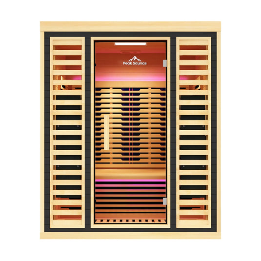 Peak Saunas Denali Luxury 3-Person Full Spectrum Infrared Sauna with Two XL Medical-Grade Red Light Therapy Panels & Smart WiFi App Control