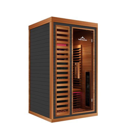 Peak Saunas Rainier 1-Person Full Spectrum Infrared Sauna with XL Medical-Grade Red Light Therapy & Smart WiFi App Control
