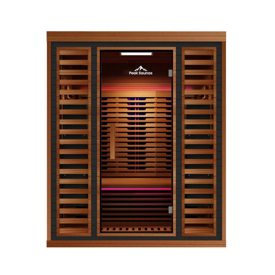 Peak Saunas Matterhorn Luxury 3-Person Full Spectrum Infrared Sauna with Two XL Medical-Grade Red Light Therapy Panels & Smart WiFi App Control