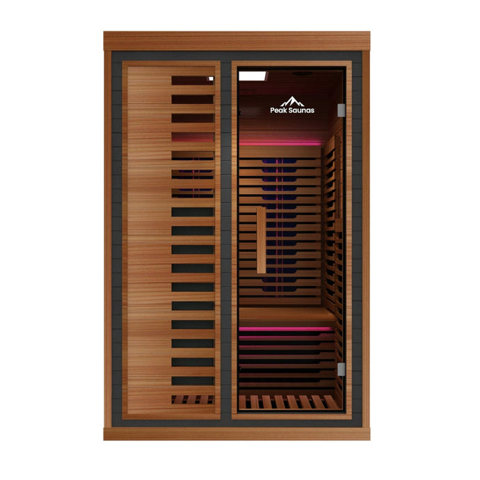 Peak Saunas Fuji 2-Person Full Spectrum Infrared Sauna with XL Medical-Grade Red Light Therapy & Smart WiFi App Control