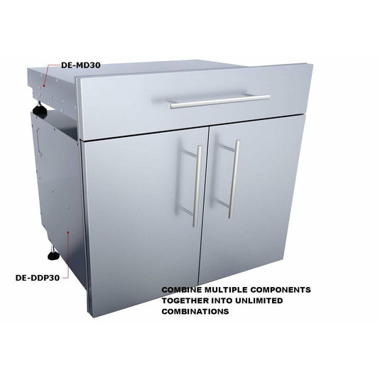 Sunstone Designer Series 30" W Multi-Configurable Double Door Dry Storage Pantry with Shelf & Utility Access DE-DDP30
