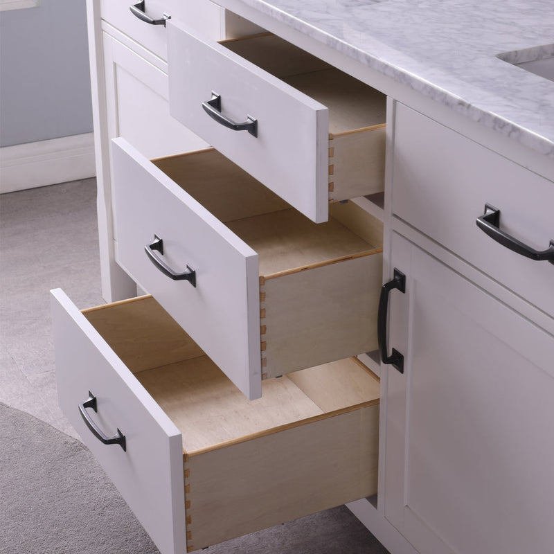 Load image into Gallery viewer, Altair Maribella 72" Double Bathroom Vanity Set in White and Carrara White Marble Countertop with Mirror  535072-WH-CA

