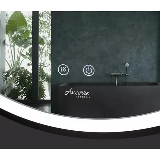 Load image into Gallery viewer, Ancerre 30” Sangle Led Mirror Black Framed Lighted Bathroom Vanity Mirror and Vegan leather Strap
