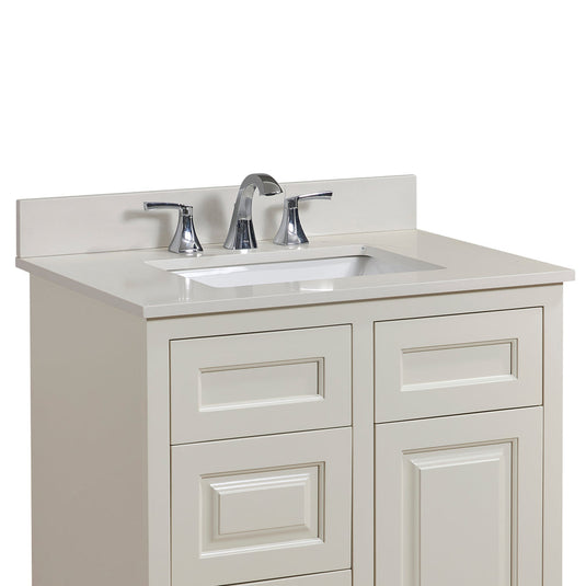 Altair 31" Stone effects Vanity Top in Milano White with White Sink 61031-CTP-MW