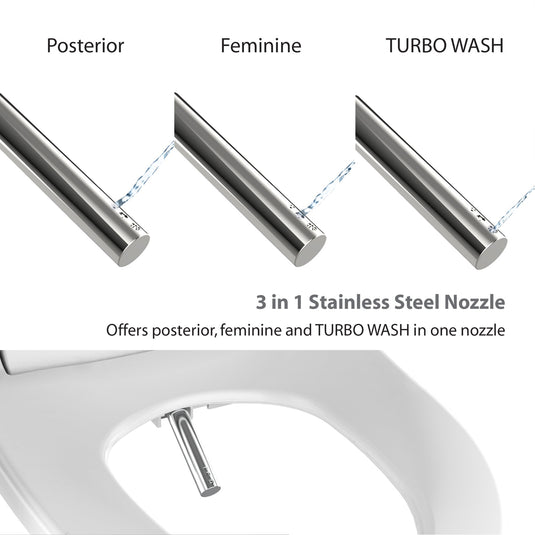 Vovo Stylement Electronic Smart Bidet Seat in White with Heated, Warm Dry and Water and LED Nightlight Functions, VB-3100SR