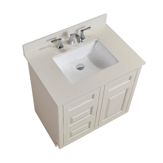Altair 31" Stone effects Vanity Top in Milano White with White Sink 61031-CTP-MW
