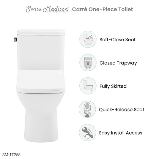Swiss Madison Carre One Piece Square Toilet Side Flush - SM-1T258
