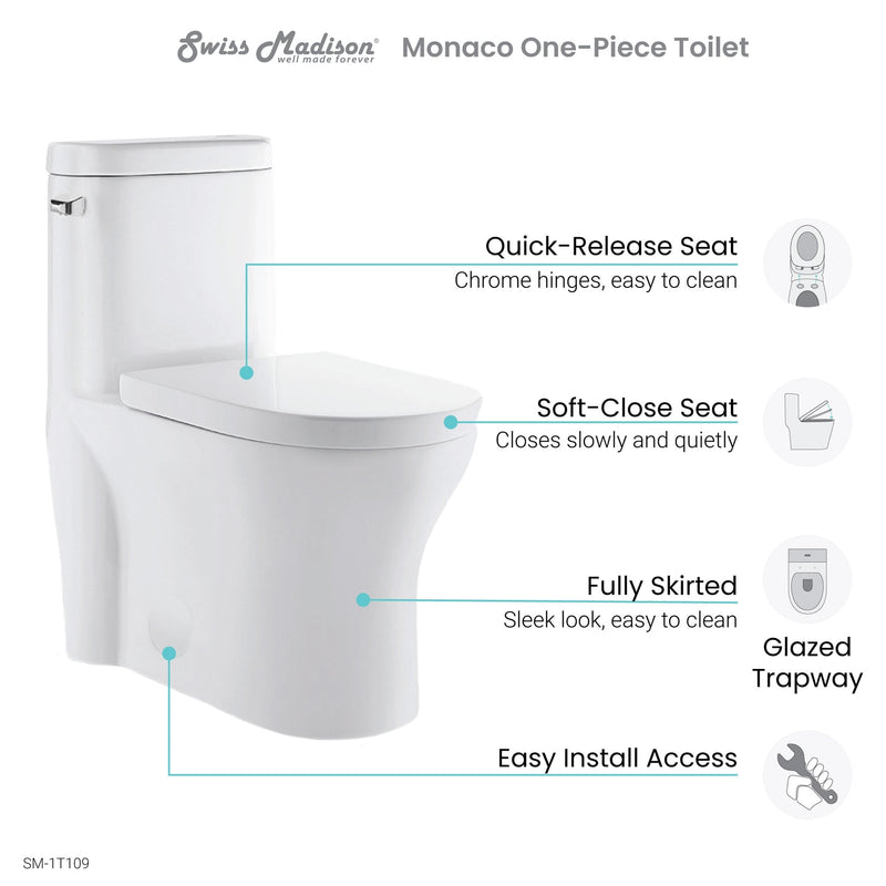 Load image into Gallery viewer, Swiss Madison Monaco One-Piece Elongated Toilet Side Flush 1.28 gpf - SM-1T109
