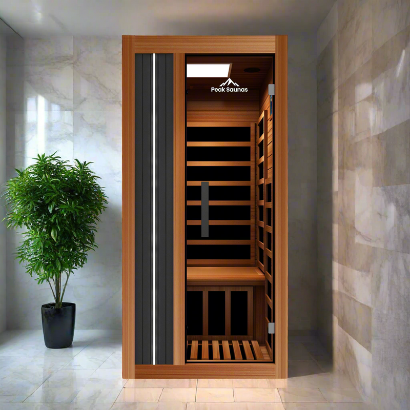 Load image into Gallery viewer, Peak Saunas Aspen Luxury 1-Person FAR Infrared Sauna with Smart WiFi App Control
