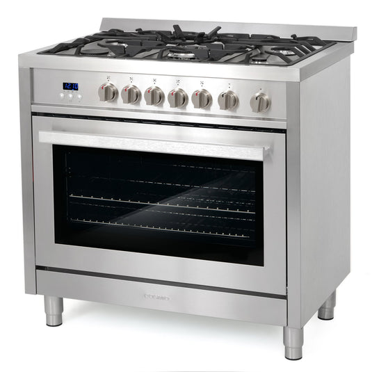 Cosmo 36'' 3.8 cu. ft. Single Oven Gas Range with 5 Burner Cooktop and Heavy Duty Cast Iron Grates in Stainless Steel COS-965AGFC