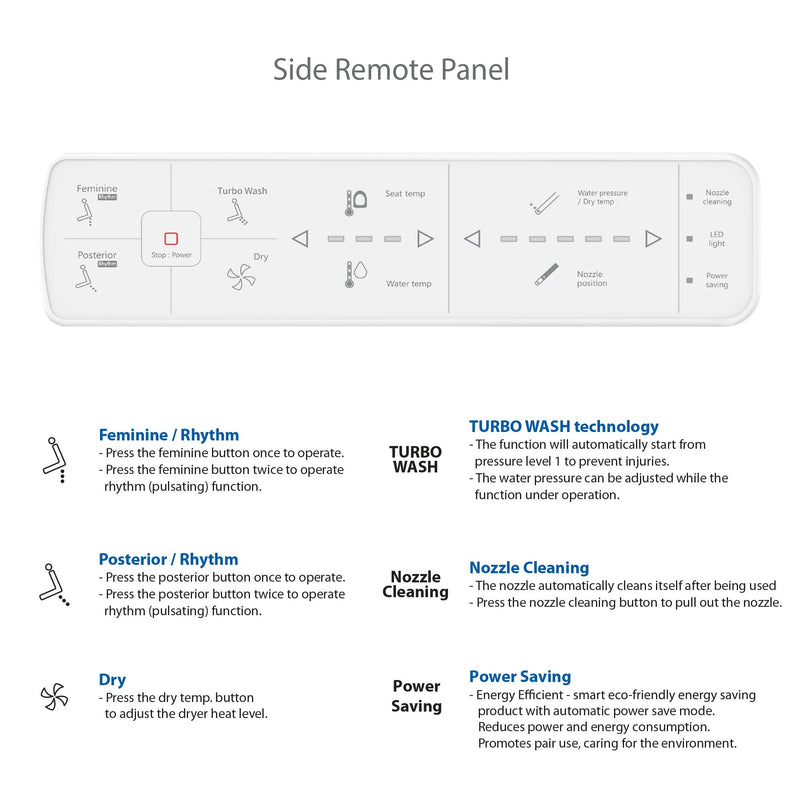 Load image into Gallery viewer, Vovo Stylement Electronic Smart Bidet Seat in White with Heated, Warm Dry and Water and LED Nightlight Functions, VB-3100SR

