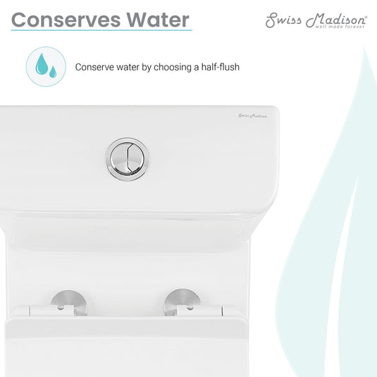 Swiss Madison Calice Two-Piece Elongated Rear Outlet Toilet Dual-Flush 0.8/1.28 gpf - SM-2T120