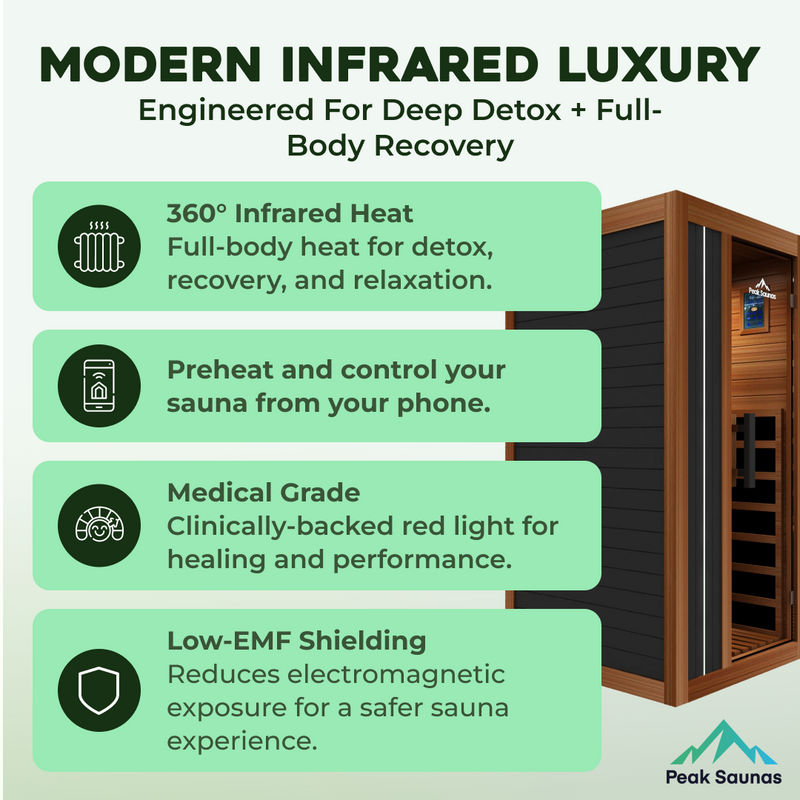 Load image into Gallery viewer, Peak Saunas Aspen Luxury 1-Person FAR Infrared Sauna with Smart WiFi App Control
