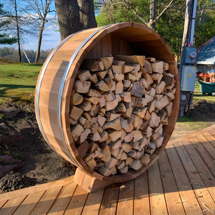 Load image into Gallery viewer, SAUNA EVOLUTION®  Cedar Barrel Wood Storage
