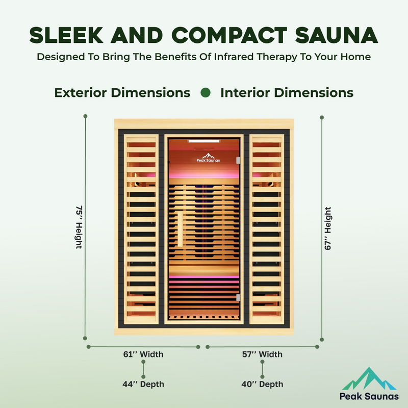 Load image into Gallery viewer, Peak Saunas Denali Luxury 3-Person Full Spectrum Infrared Sauna with Two XL Medical-Grade Red Light Therapy Panels &amp; Smart WiFi App Control
