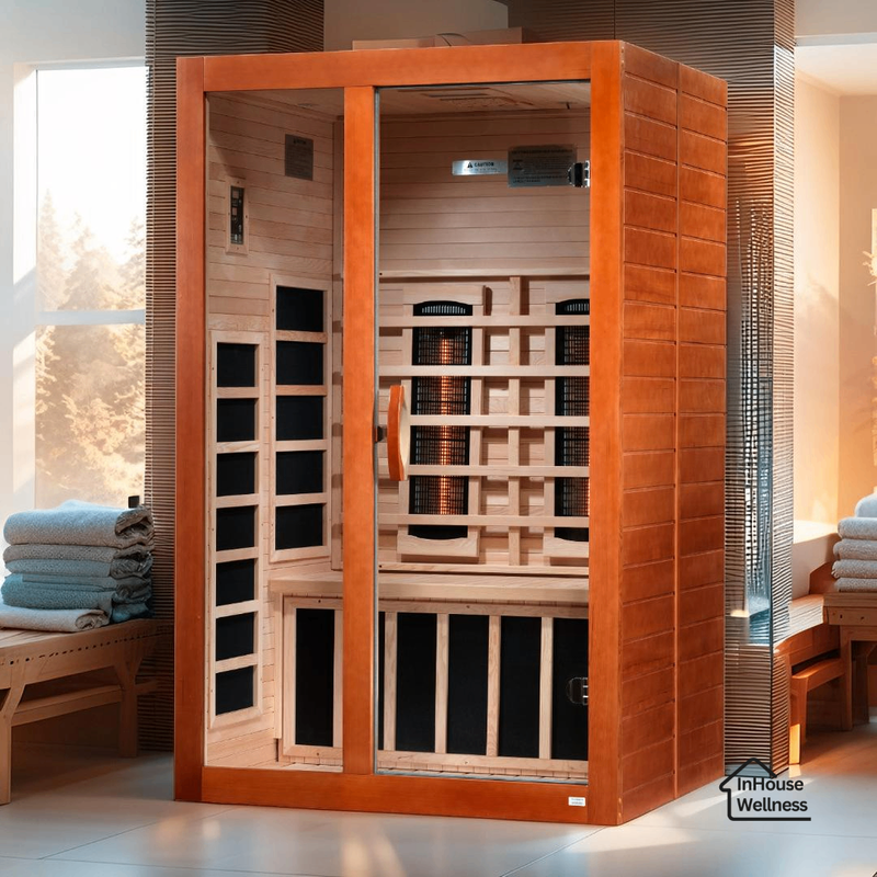 Load image into Gallery viewer, Dynamic Santiago 2 Person Indoor Full Spectrum Infrared Sauna – Hemlock, Bluetooth, Chromotherapy
