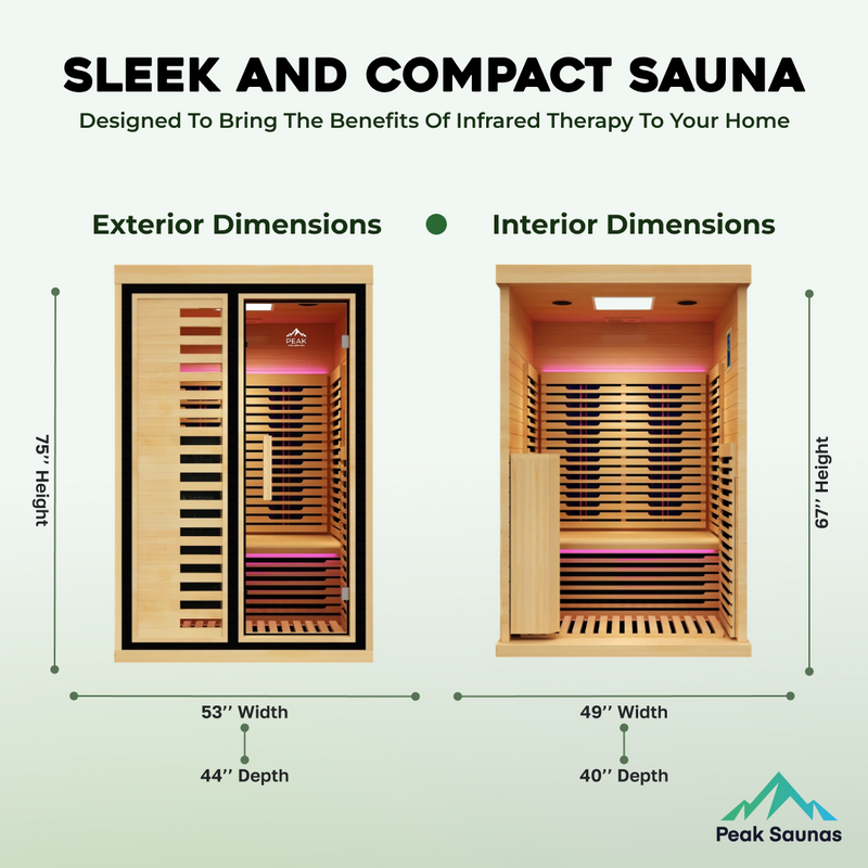 Load image into Gallery viewer, Peak Saunas Everest 2-Person Full Spectrum Infrared Sauna with XL Medical-Grade Red Light Therapy &amp; Smart WiFi App Control
