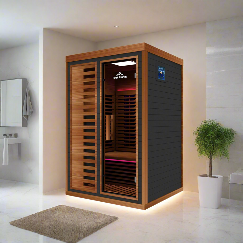 Load image into Gallery viewer, Peak Saunas Fuji 2-Person Full Spectrum Infrared Sauna with XL Medical-Grade Red Light Therapy &amp; Smart WiFi App Control
