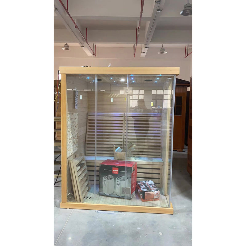 Load image into Gallery viewer, SAUNA EVOLUTION® Commercial Finnish Bath Home Sauna Indoor Steam Room Glass 03
