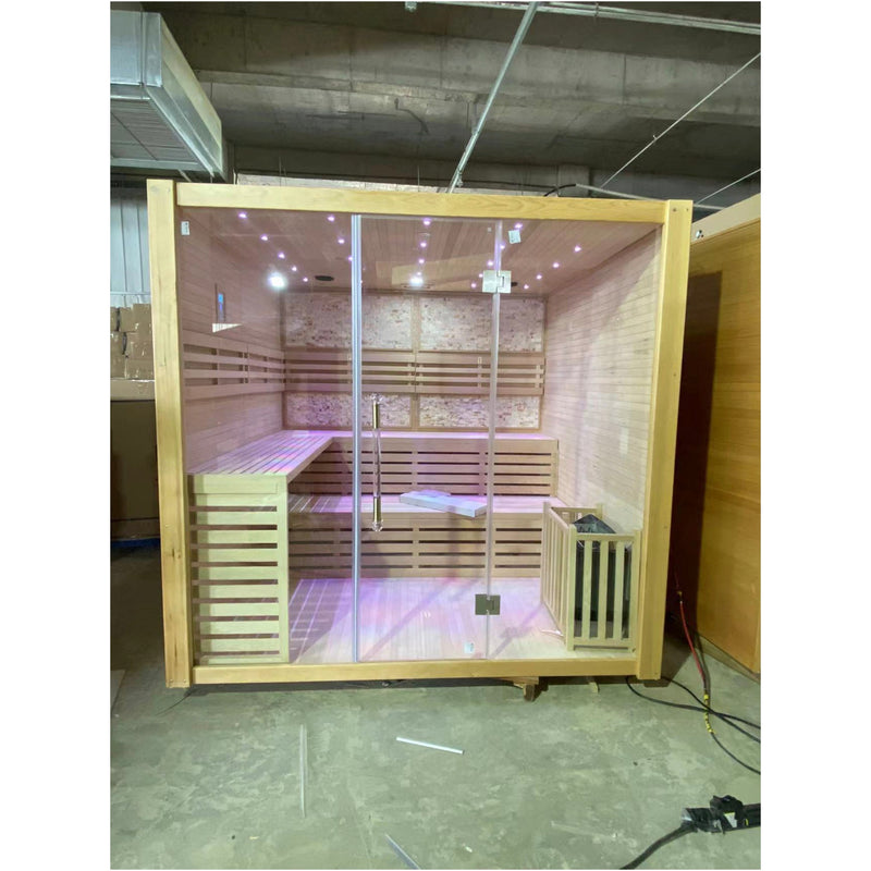 Load image into Gallery viewer, SAUNA EVOLUTION®  Hemlock / Red Cedar Indoor Therapy Wood Steam Sauna Rooms Glass 09
