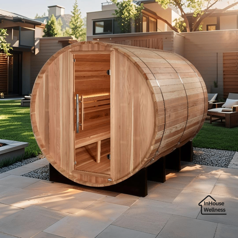 Load image into Gallery viewer, Golden Designs &quot;Klosters&quot; 6-Person Outdoor Barrel Traditional Sauna
