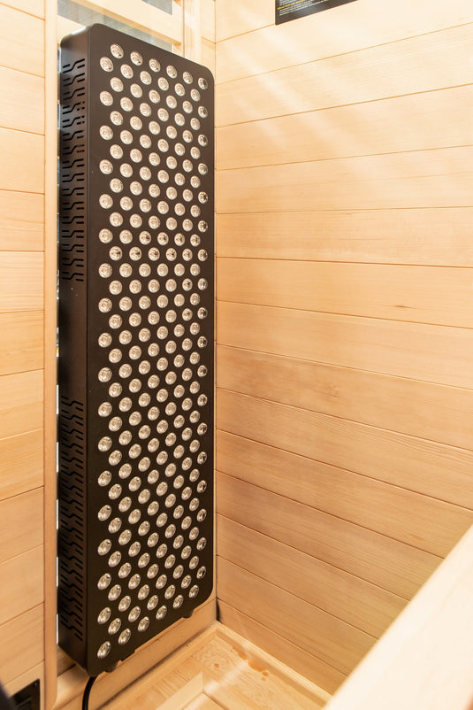 Peak Saunas Shasta 1-Person Full Spectrum Infrared Sauna with XL Medical-Grade Red Light Therapy & Smart WiFi App Control