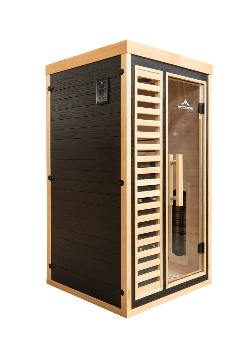 Load image into Gallery viewer, Peak Saunas Shasta 1-Person Full Spectrum Infrared Sauna with XL Medical-Grade Red Light Therapy &amp; Smart WiFi App Control
