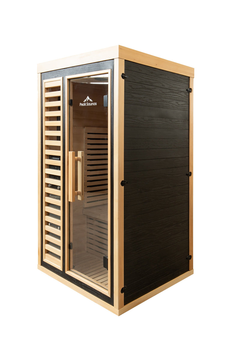 Load image into Gallery viewer, Peak Saunas Shasta 1-Person Full Spectrum Infrared Sauna with XL Medical-Grade Red Light Therapy &amp; Smart WiFi App Control
