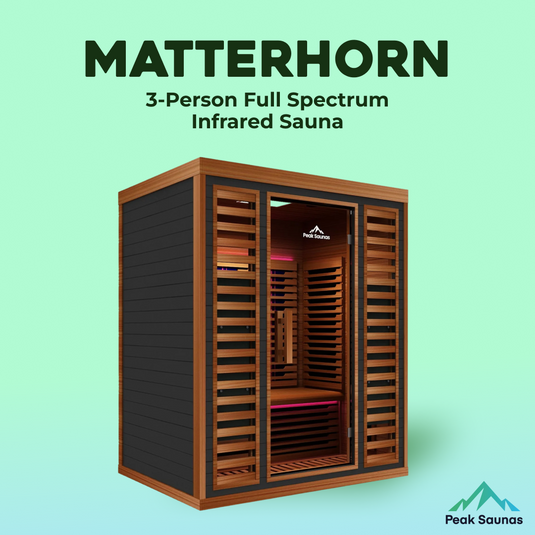 Peak Saunas Matterhorn Luxury 3-Person Full Spectrum Infrared Sauna with Two XL Medical-Grade Red Light Therapy Panels & Smart WiFi App Control
