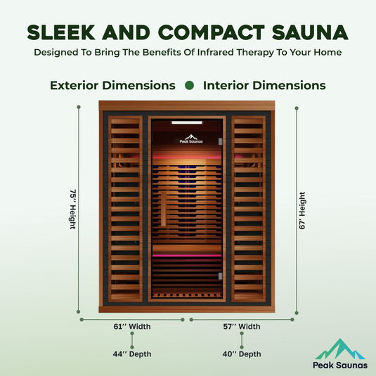Peak Saunas Matterhorn Luxury 3-Person Full Spectrum Infrared Sauna with Two XL Medical-Grade Red Light Therapy Panels & Smart WiFi App Control