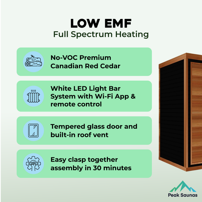 Load image into Gallery viewer, Peak Saunas Fuji 2-Person Full Spectrum Infrared Sauna with XL Medical-Grade Red Light Therapy &amp; Smart WiFi App Control

