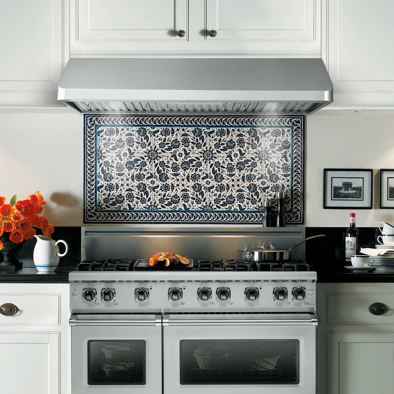 Load image into Gallery viewer, Cosmo 48"  Under Cabinet Range Hood with Push Button Controls, Permanent Filters, 3-Speed Fan and LED Lights in Stainless Steel COS-QB48

