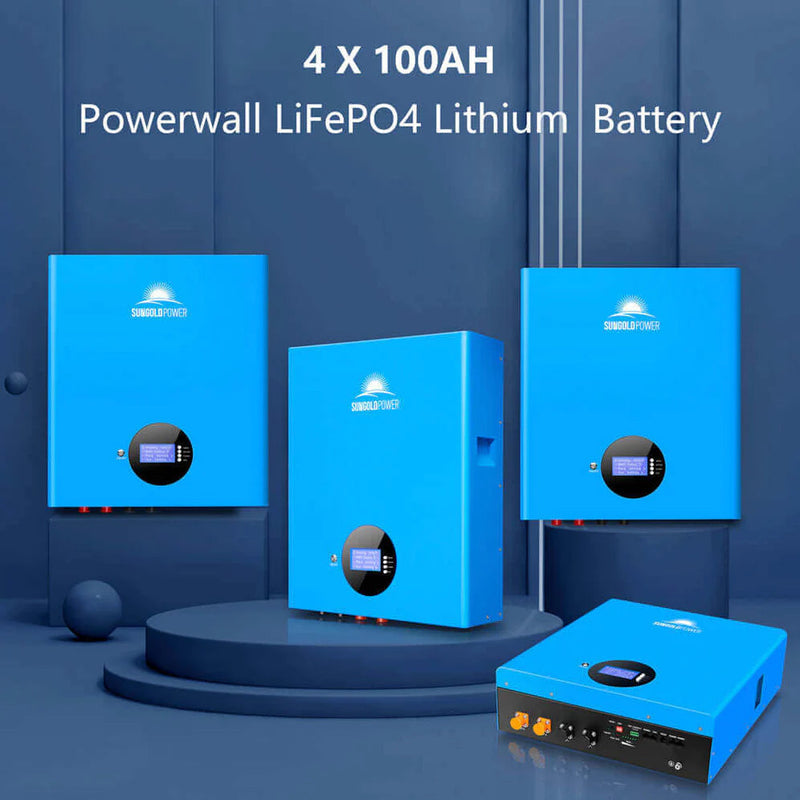 Load image into Gallery viewer, SunGoldPower Off Grid Solar Kit 10000W 48VDC 120VAC/240V 20.48KWH Powerwall Lithium Battery 12 X 415 Watts Solar Panels SGM-10M2T
