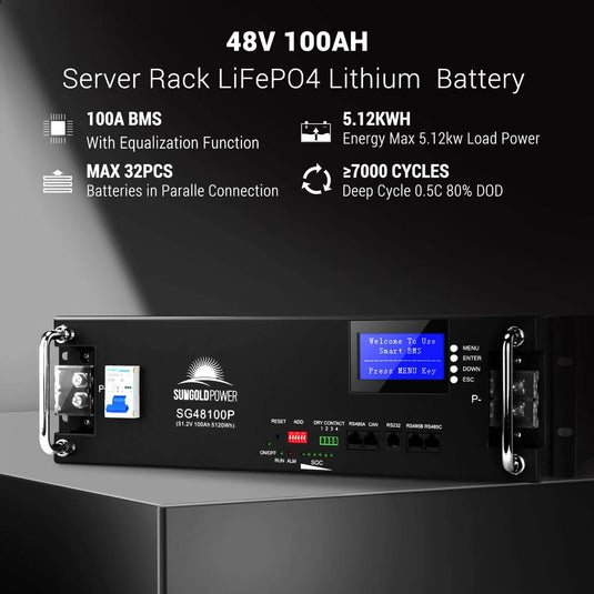 SunGoldPower Off Grid Solar Kit 20KW 48VDC 120V/240V LIFEPO4 30.72KWH Lithium Battery 32 X 440 Watts Solar Panels SGR-20K30E