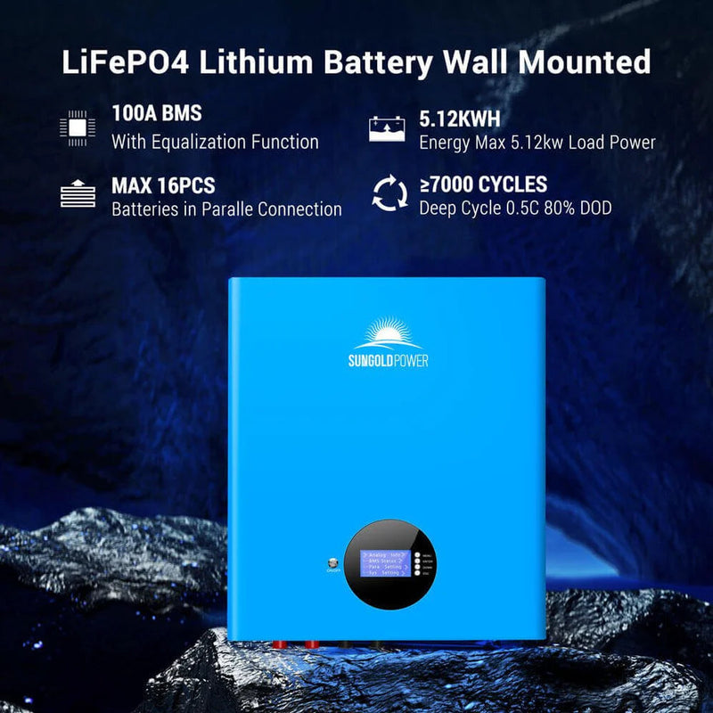 Load image into Gallery viewer, SunGoldPower Off-Grid Solar Kit 6500W 48VDC 120/240VAC 10.24KWH PowerWall Lithium Battery 6 X 370 Watts Solar Panels SGM-6510M

