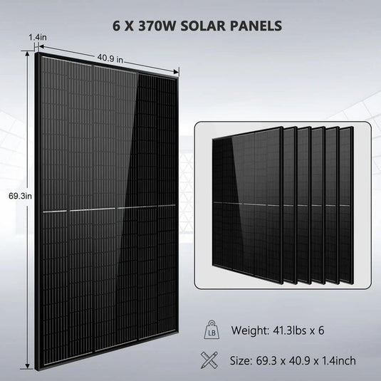 SunGoldPower Off-Grid Solar Kit 6500W 48VDC 120/240VAC 10.24KWH PowerWall Lithium Battery 6 X 370 Watts Solar Panels SGM-6510M