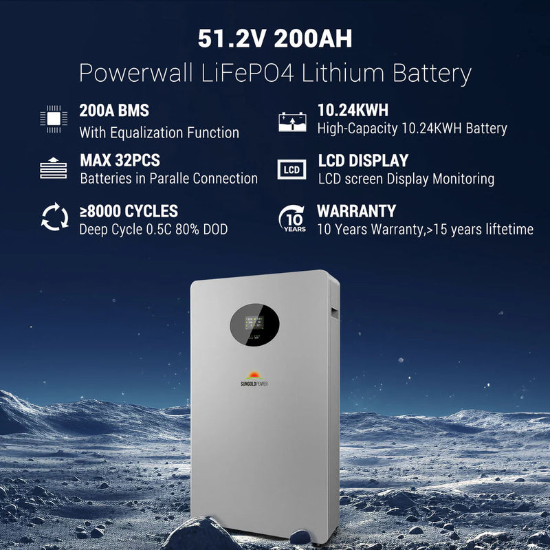 Load image into Gallery viewer, SunGoldPower Powerwall X Lithium Battery 51.2V 200AH SG48200T
