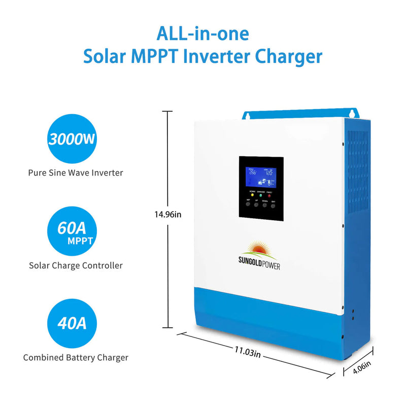 Load image into Gallery viewer, SunGoldPower Solar Kit 3000W 24V Inverter 120V output Lithium Battery 800 Watt Solar Panel SGKT-3PRO
