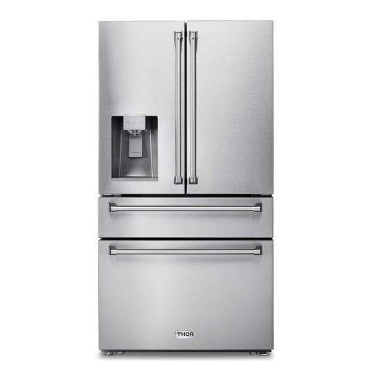Thor Kitchen 36" Professional French Door Refrigerator with Ice and Water Dispenser TRF3601FD