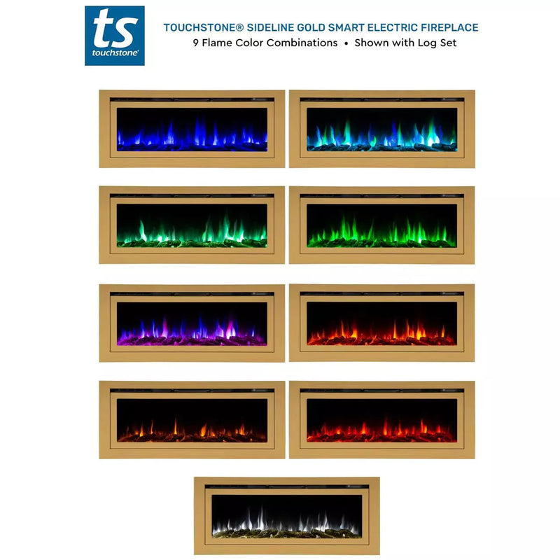 Load image into Gallery viewer, Touchstone Sideline Deluxe Gold 50" Recessed Smart Electric Fireplace 86275
