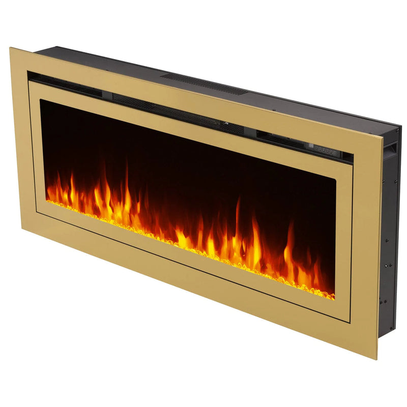 Load image into Gallery viewer, Touchstone Sideline Deluxe Gold 50" Recessed Smart Electric Fireplace 86275
