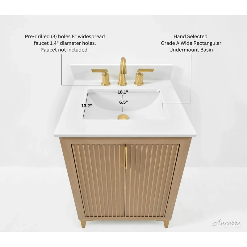 Load image into Gallery viewer, Ancerre 24” Turlington Bathroom Vanity Oak Single Sink VTS-Turlington-24-Oak-WQZ

