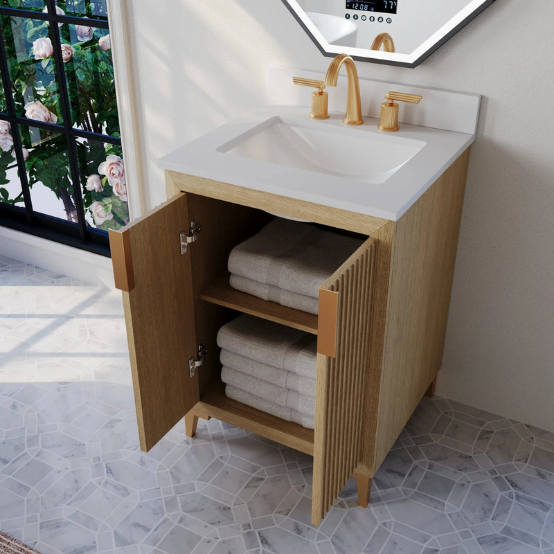 Load image into Gallery viewer, Ancerre 24” Turlington Bathroom Vanity Oak Single Sink VTS-Turlington-24-Oak-WQZ
