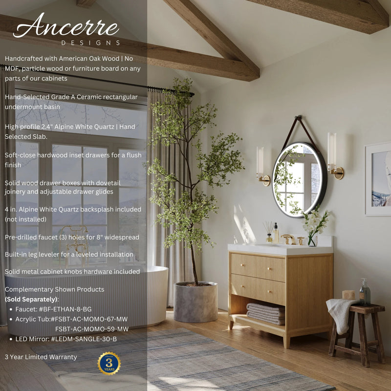Load image into Gallery viewer, Ancerre 36” Momo Bathroom Vanity Oak Single Sink VTS-Momo-36-Oak-WQZ
