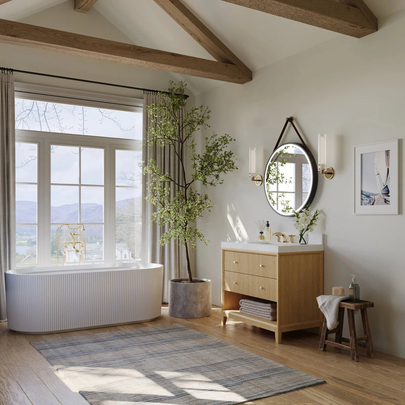 Load image into Gallery viewer, Ancerre 36” Momo Bathroom Vanity Oak Single Sink VTS-Momo-36-Oak-WQZ
