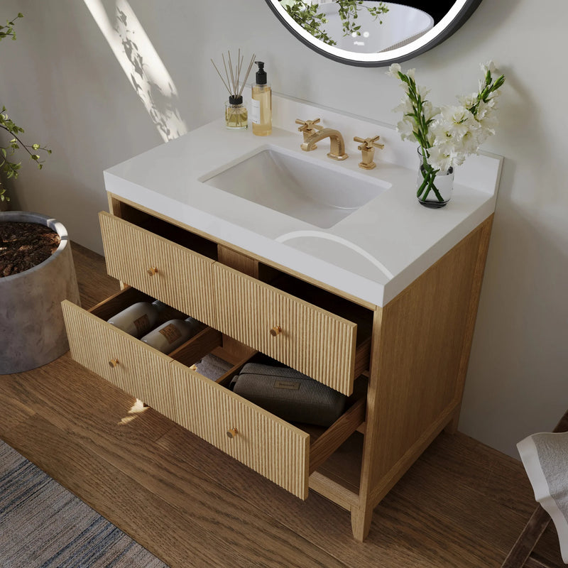 Load image into Gallery viewer, Ancerre 36” Momo Bathroom Vanity Oak Single Sink VTS-Momo-36-Oak-WQZ
