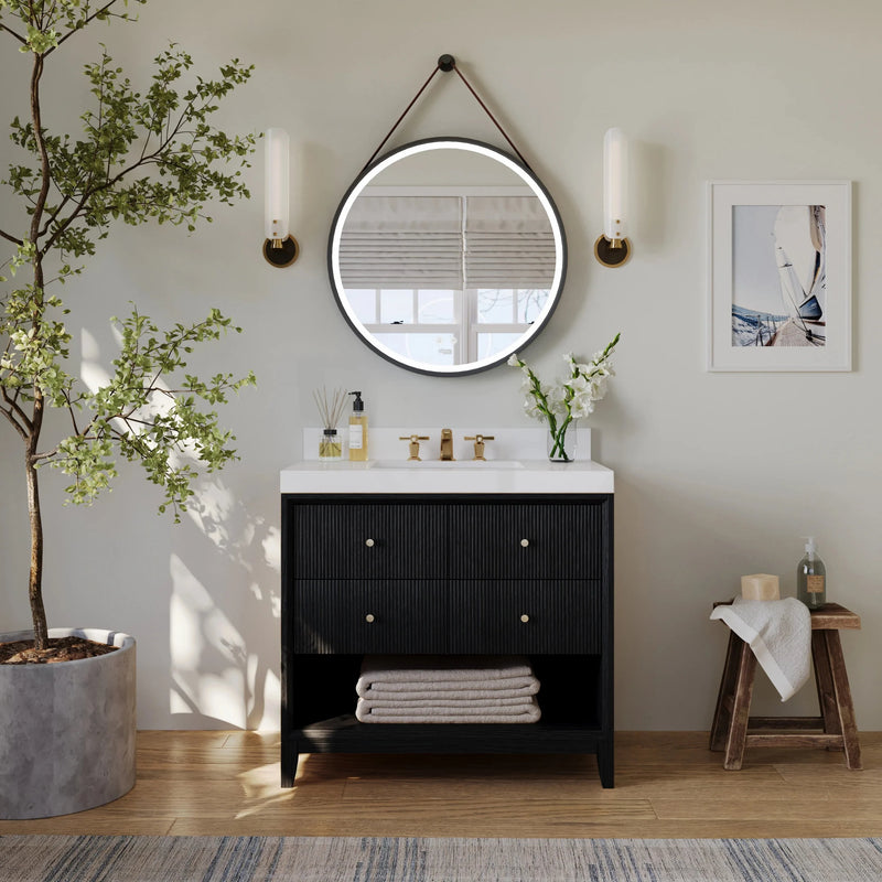 Load image into Gallery viewer, Ancerre 36” Momo Bathroom Vanity Oak Single Sink VTS-Momo-36-Oak-WQZ

